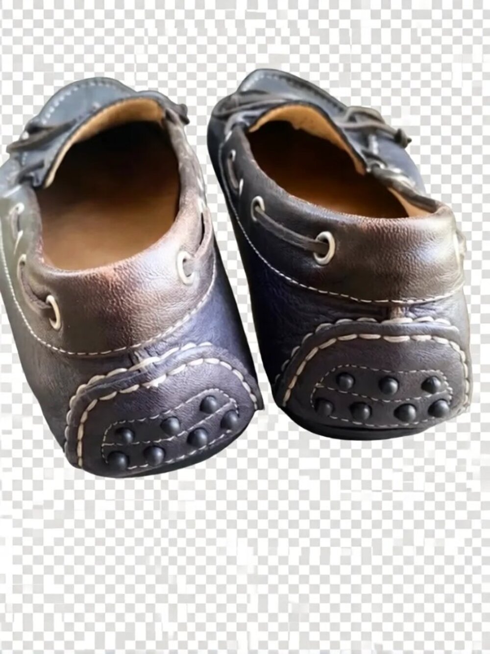 Ecco premium leather loafers driving moccasins gray brown boat shoes EU41 =US10 - Picture 4 of 10
